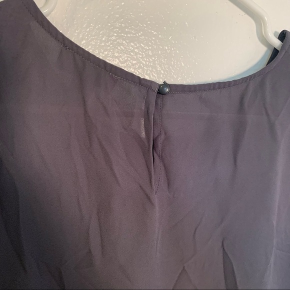 Loft 3/4 Sleeve Blouse Gray Crochet Hem - Picture 8 of 9